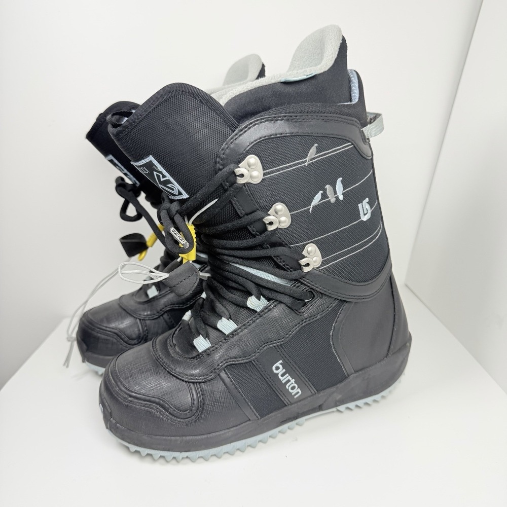 Burton Lodi Women's Snowboard Boots Size 7 Black Blue Imprint 2 Lace Up